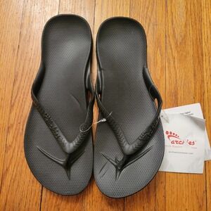 Archies Flip Flops Arch Support Thongs Black Men 7 Women 8 Summer Beach Packable